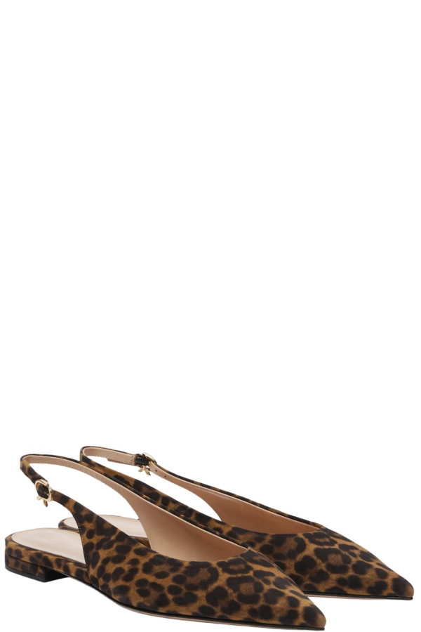 Gianvito Rossi Suede Slingback Flats - Black