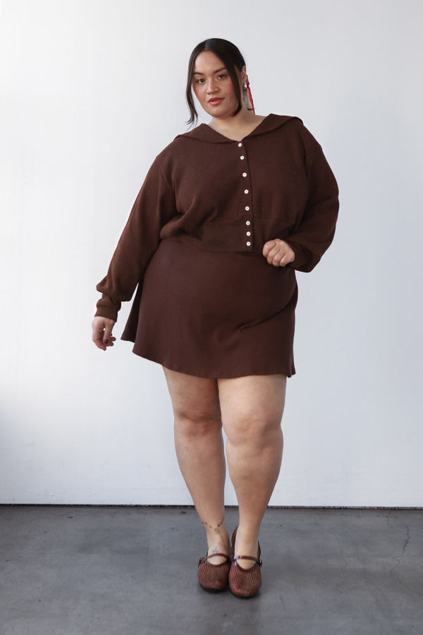 Noble Waffle Sailor Cardigan - Chocolate