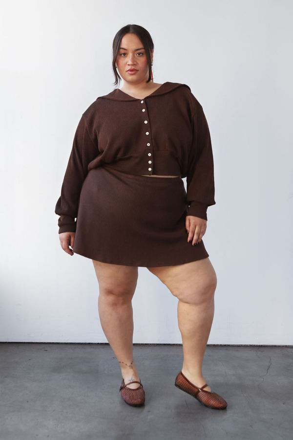 Noble Waffle Sailor Cardigan - Chocolate