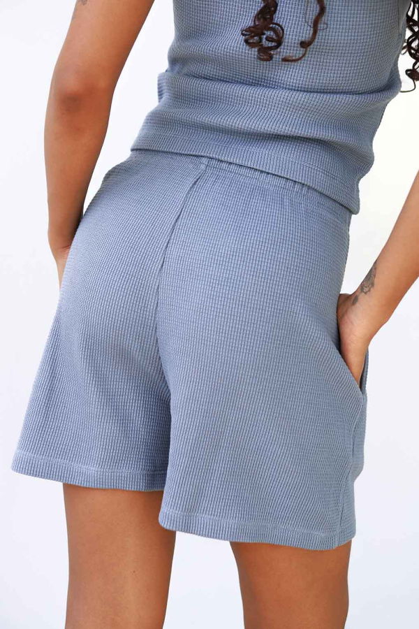 Noble Waffle Short Shorts - Pebble Blue