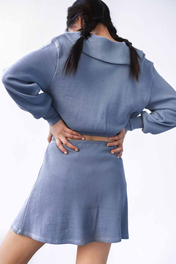 Noble Waffle Skort - Pebble Blue