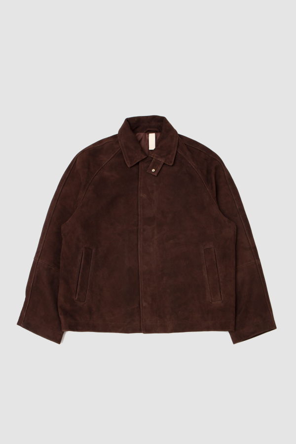 Sunflower Short Raglan Suede Jacket - Dark Brown