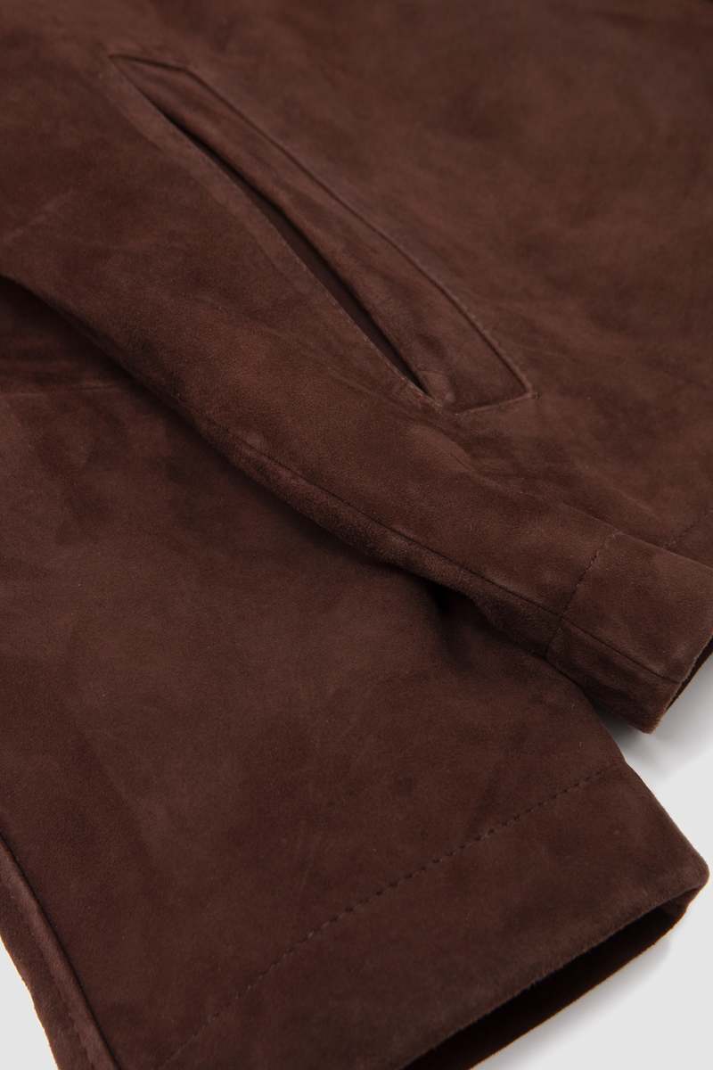 Sunflower Short Raglan Suede Jacket - Dark Brown