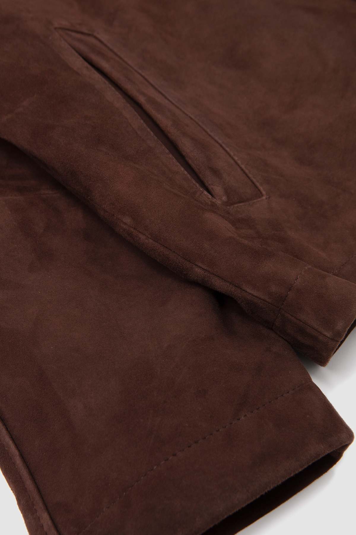 Sunflower Short Raglan Suede Jacket - Dark Brown - Image 4 of 5