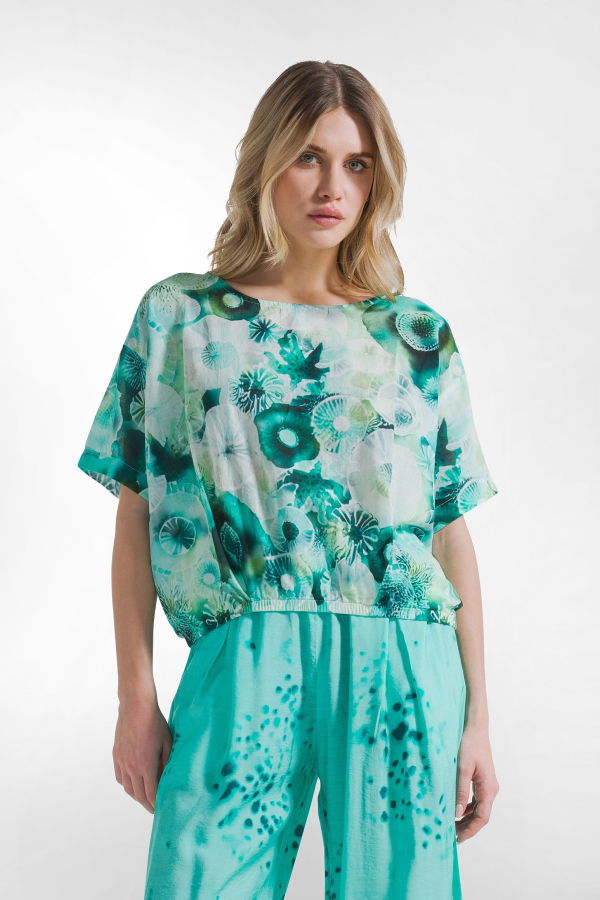 Deha Cotton Muslin Top - Aqua