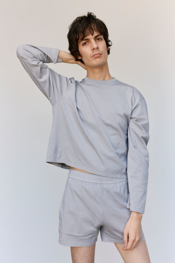 Rier Light Grey Cotton Jersey Shorts