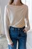 House of Dagmar Long Sleeve Square Neck Top - Cream White - Thumbnail 1