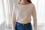 House of Dagmar Long Sleeve Square Neck Top - Cream White - Thumbnail 3