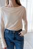 House of Dagmar Long Sleeve Square Neck Top - Cream White - Thumbnail 4