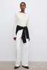 House of Dagmar Long Sleeve Square Neck Top - Cream White - Thumbnail 8