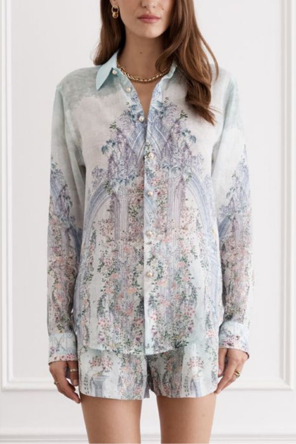 AQUA BLU Blake Shirt - Triomphe Print