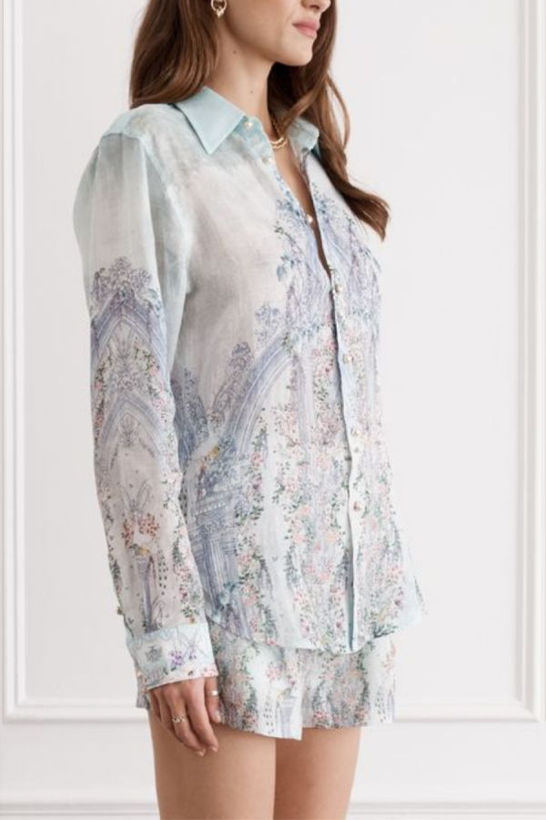 AQUA BLU Blake Shirt - Triomphe Print