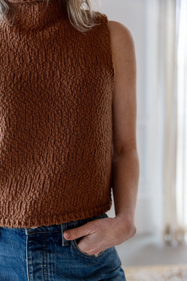 SABLYN Atticus Roll Neck Cropped Tank - Tobacco