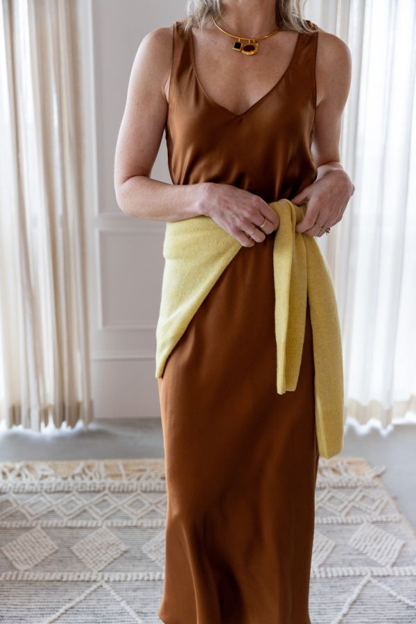 SABLYN Mae Sweetheart Bias Dress - Tobacco