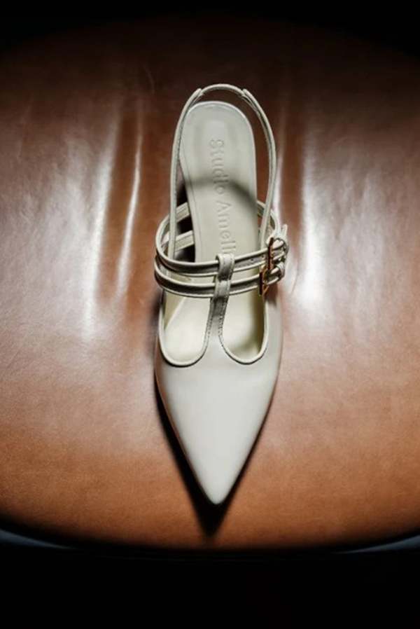 STUDIO AMELIA Alto 50 Slingback Heels - Cream