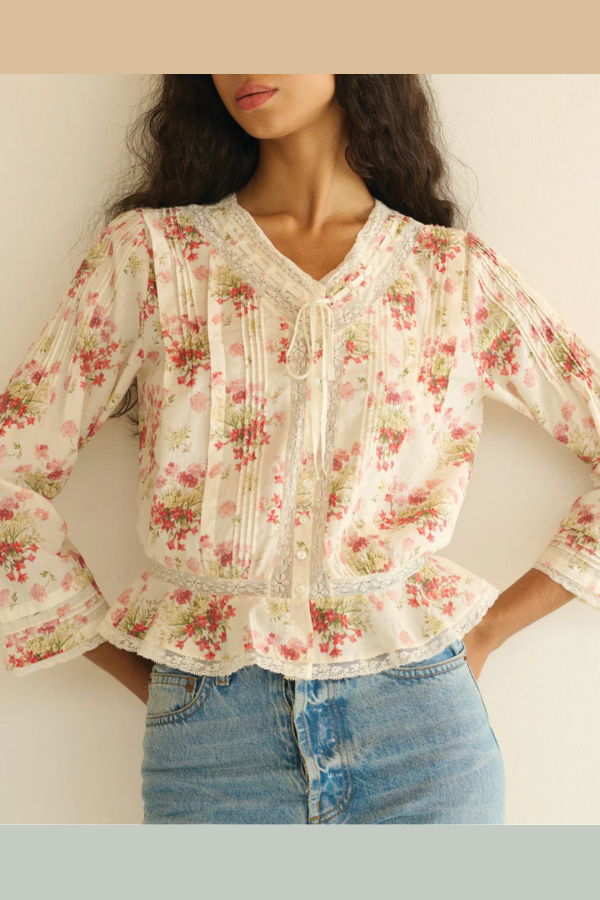 DÔEN Hillock Top - Ivory Lantana Floral