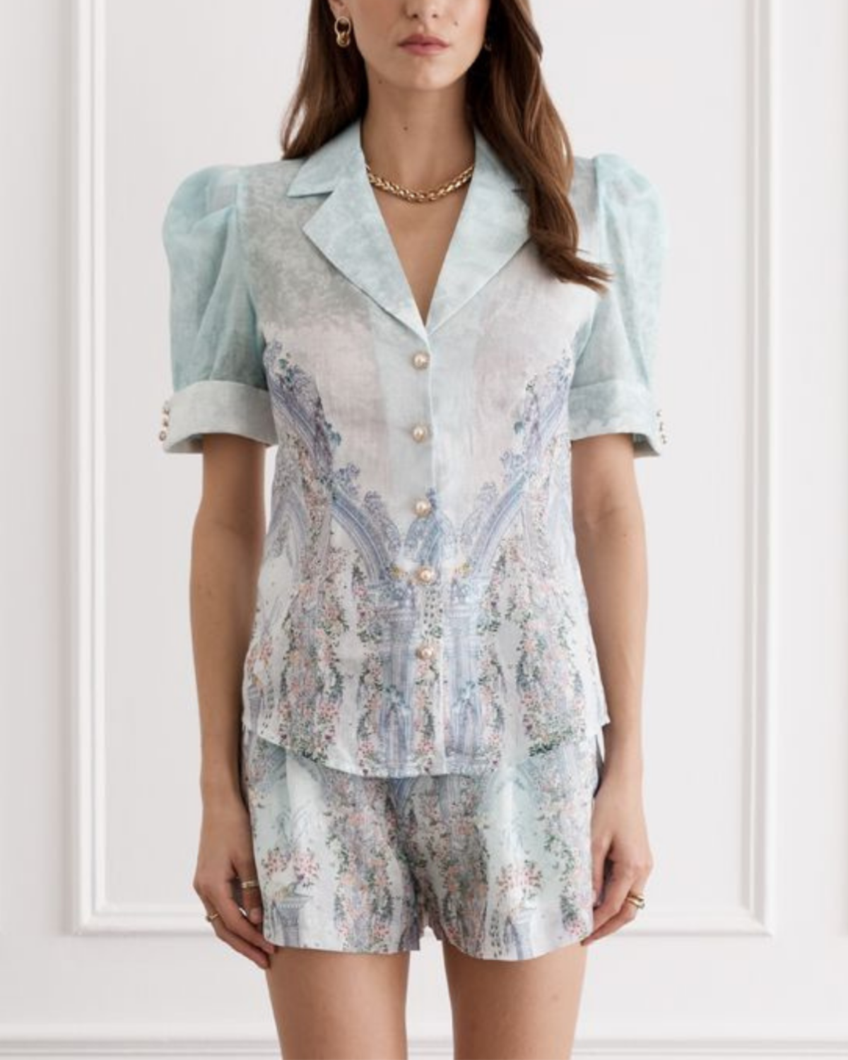 AQUA BLU Jolene Shirt - Triomphe Print - Image 1 of 4