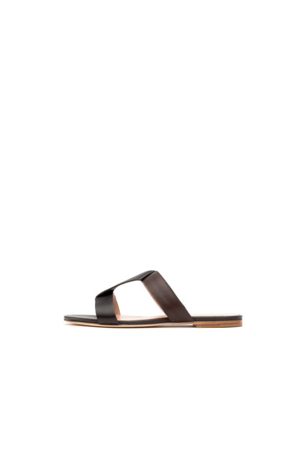 Rupert Sanderson Lyestra Flat Sandals - Tobacco / Ebony Black