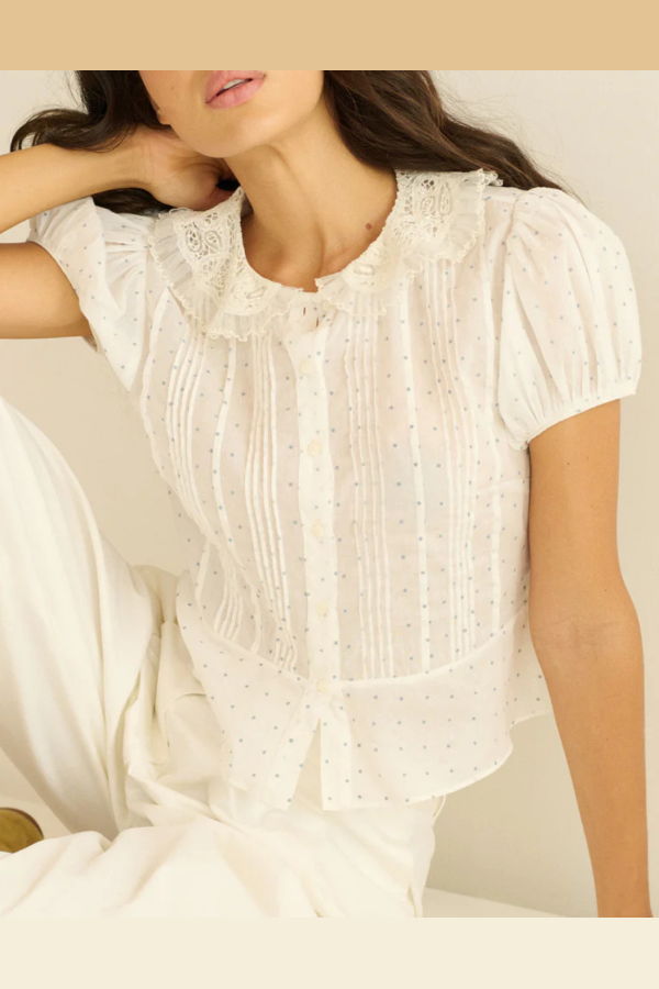 DÔEN Oleta Top - Salt Flock Dot