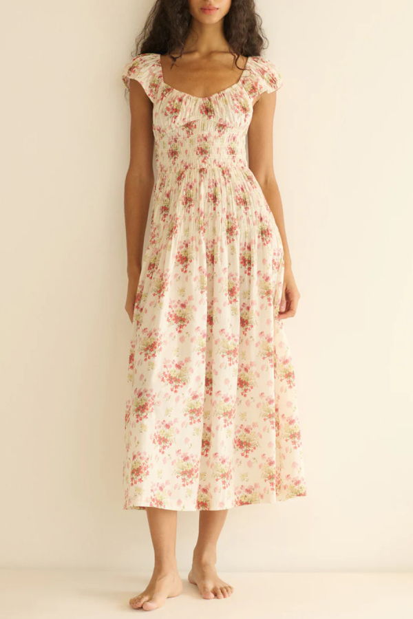 DÔEN Quinette Dress - Ivory Lantana Floral