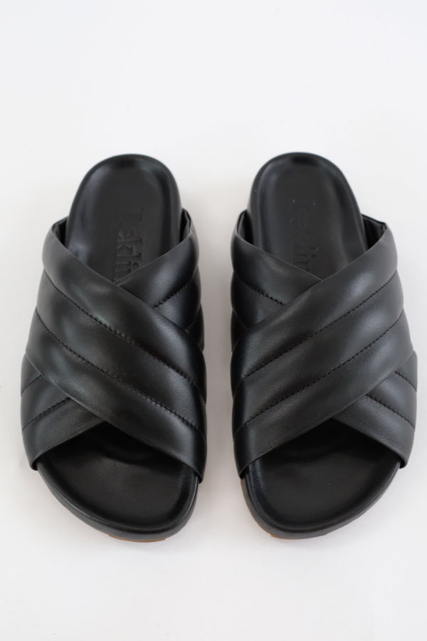 Beklina Gubi Cross Slide Sandals - Black