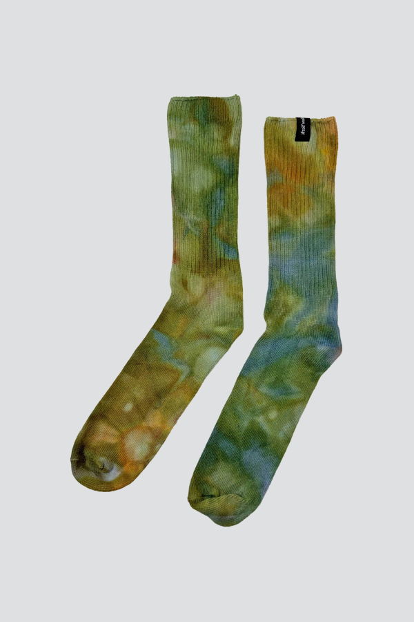 Assembly Bamboo Sock - Green/Orange Tie Dye