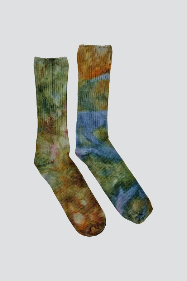 Assembly Bamboo Sock - Green/Orange Tie Dye
