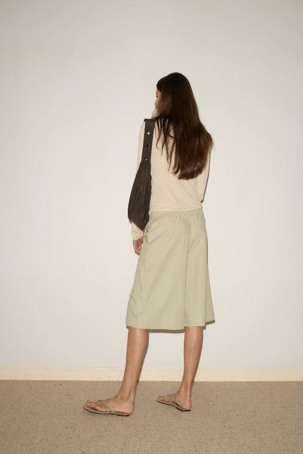 Deiji Studios Long Lounger Shorts - Pistachio Stripe