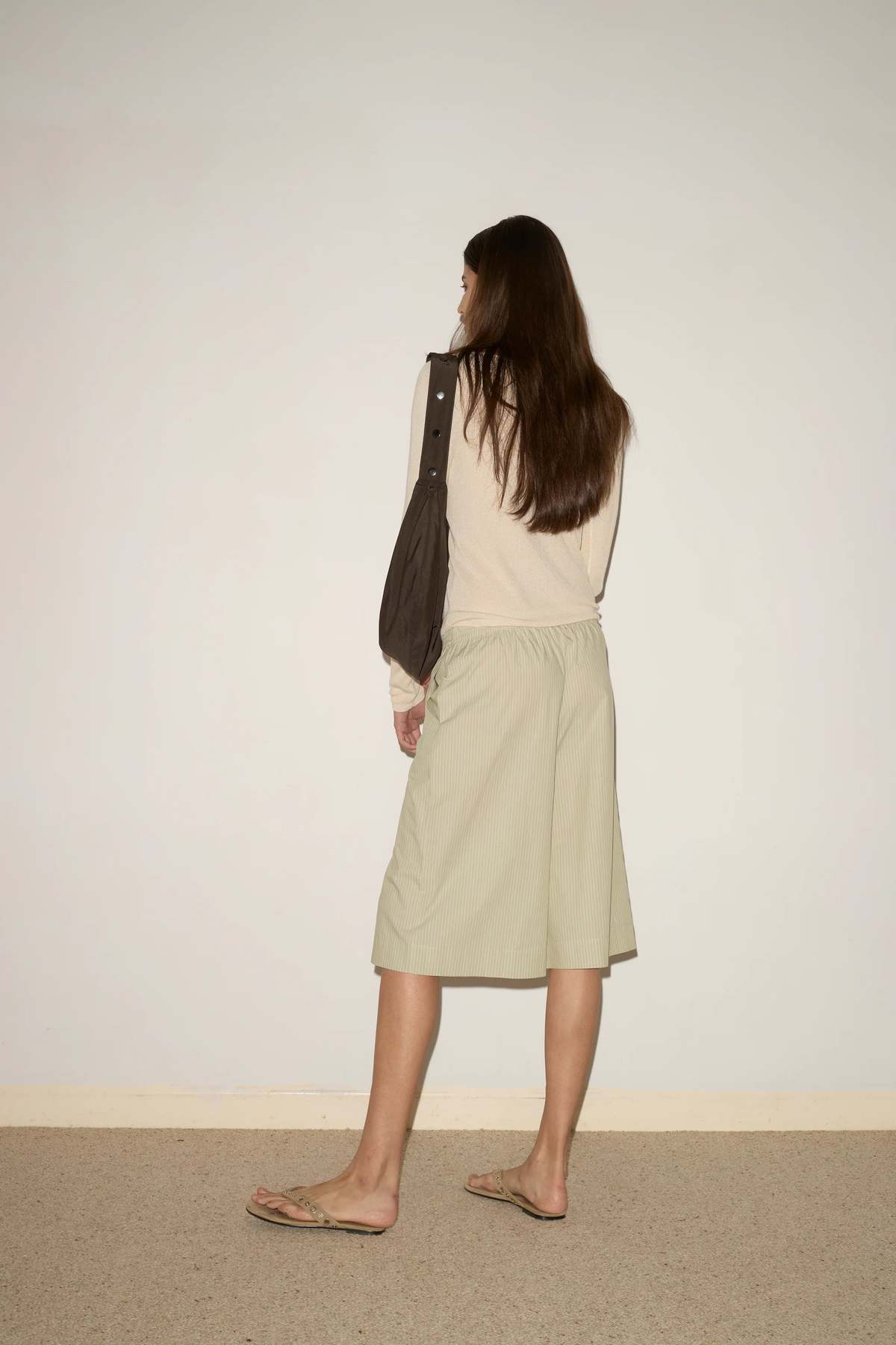 Deiji Studios Long Lounger Shorts - Pistachio Stripe - Image 2 of 4