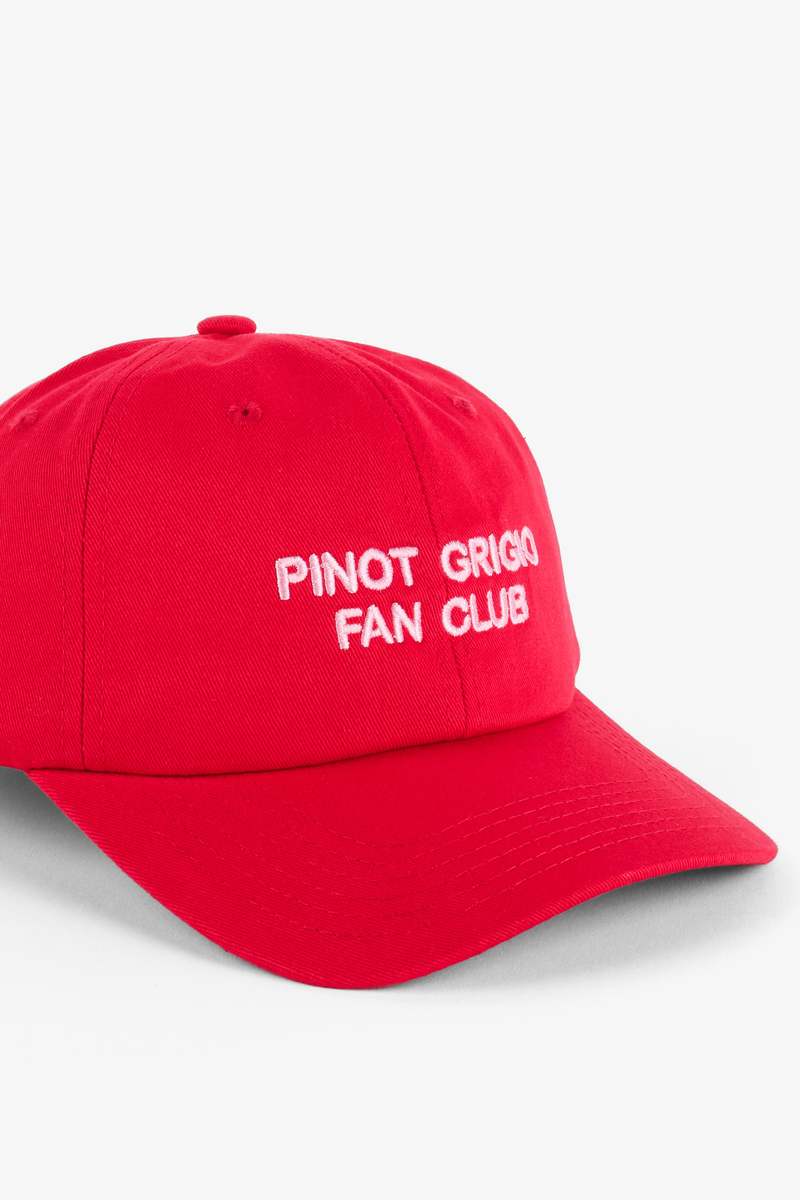 "INTENTIONALLY __________." Pinot Grigio Fan Club Dad Cap - Red/Pink