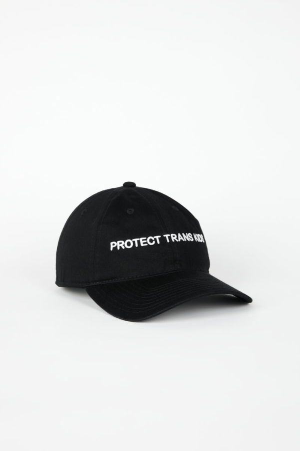 "INTENTIONALLY __________." Protect Trans Kids Cap - Black White