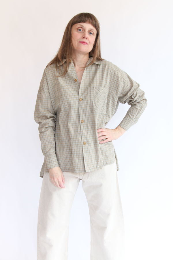 Dopple & Scent Dobby Check Oversized Shirt - Beige