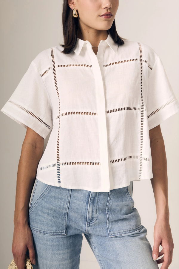 Le Jean Linen Eyelet Shirt