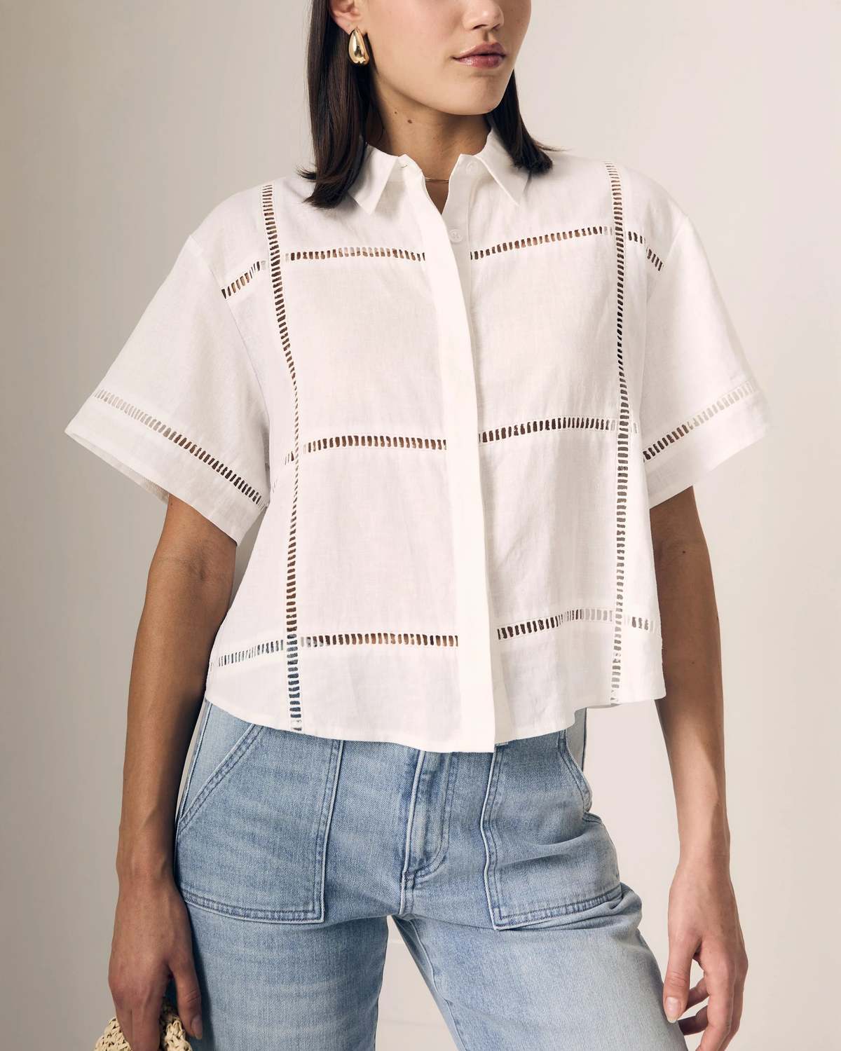 Le Jean Linen Eyelet Shirt - Image 1 of 3