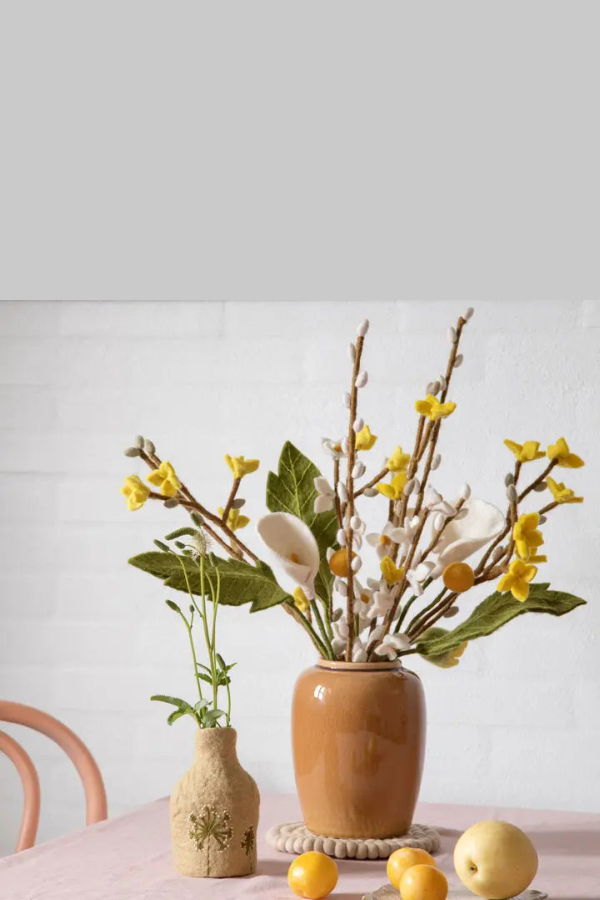 Advice From A Caterpillar Gry and Sif Golden Bell Felted Branch Decor