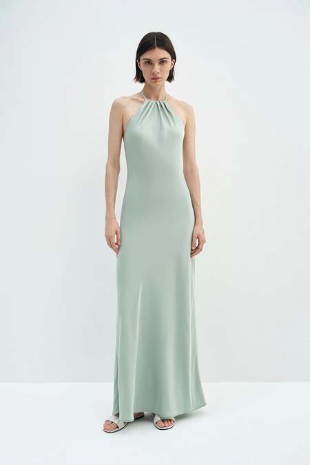 sachin and babi light blue dress Strapless Ruched Detail Midi Dress by Moon River main image 0