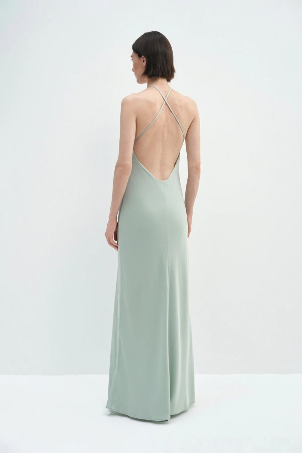 Sophie Rue Sage Satin Halter Maxi Dress