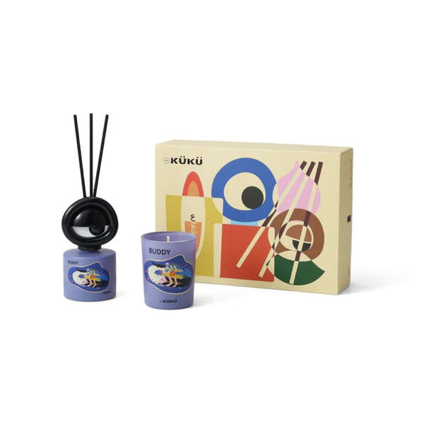 Intent Studio Big Eye Buddy (Cassis) Scented Candle & Fragrance Diffuser Gift Set