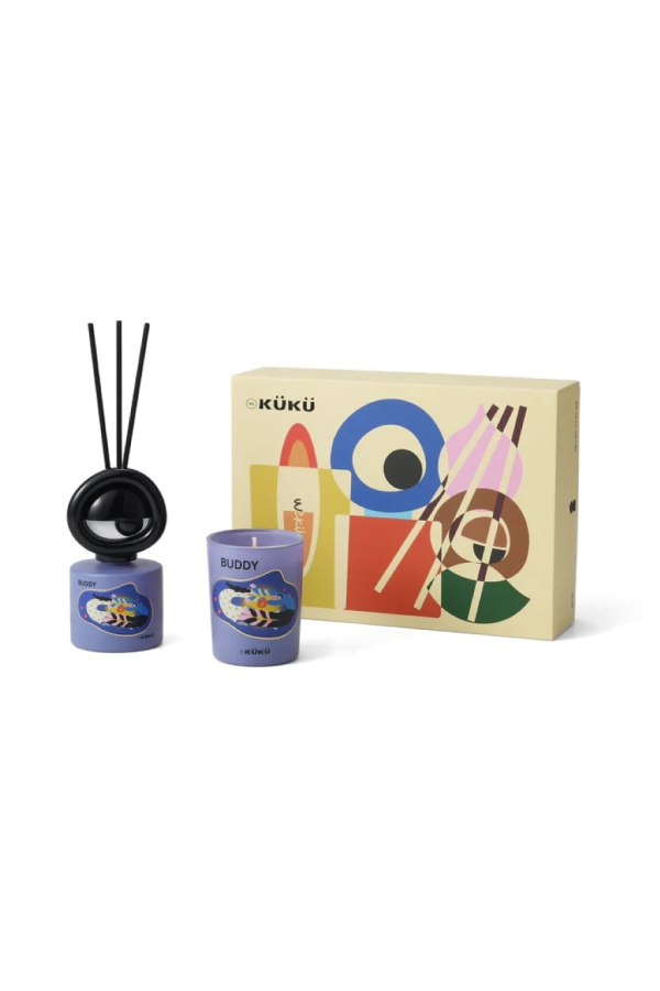 Intent Studio Big Eye Buddy (Cassis) Scented Candle & Fragrance Diffuser Gift Set