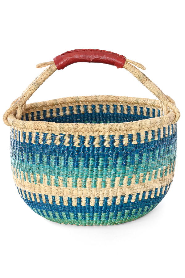 African Modern Bluebell Patterned Bolga Basket