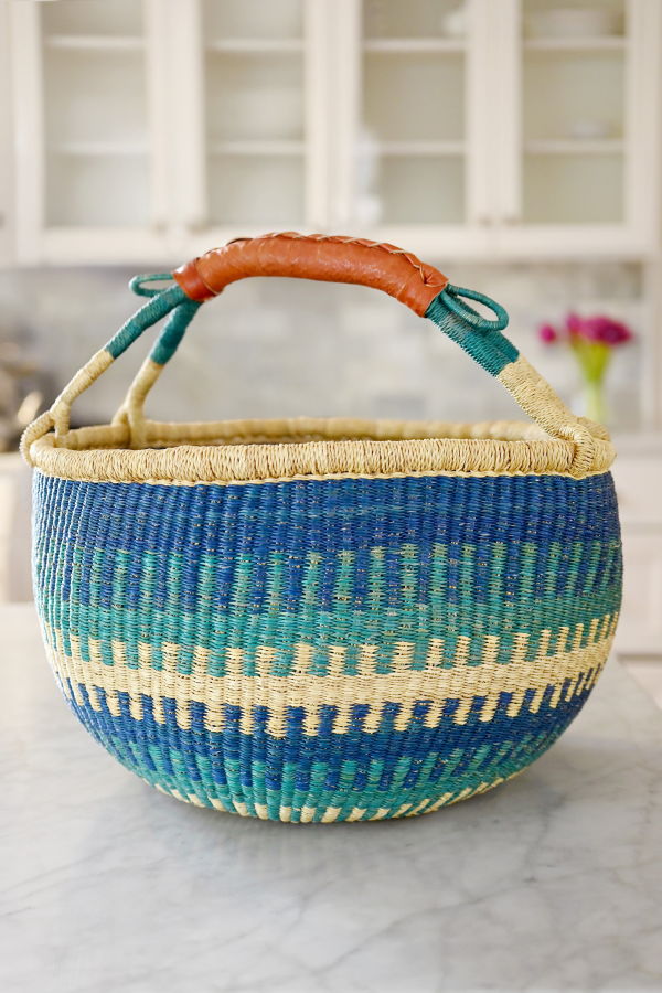 African Modern Bluebell Patterned Bolga Basket
