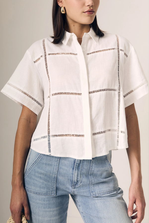 Le Jean Linen Eyelet Shirt