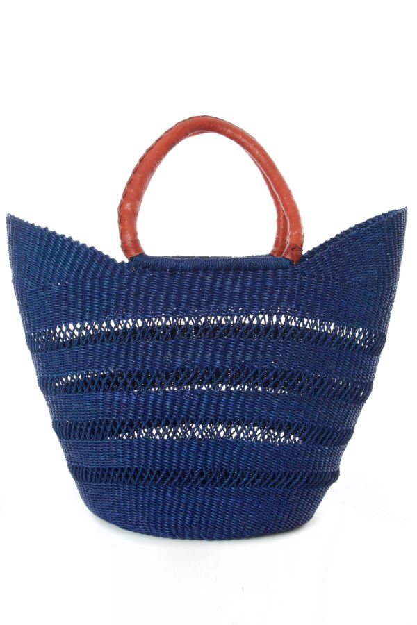 African Modern Ghanaian Lacework Wing Shopper with Leather Handles Bag