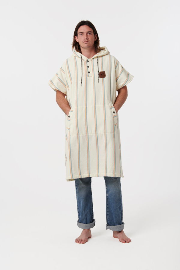 Slowtide Baja Stripe Fouta Changing Poncho - Cream