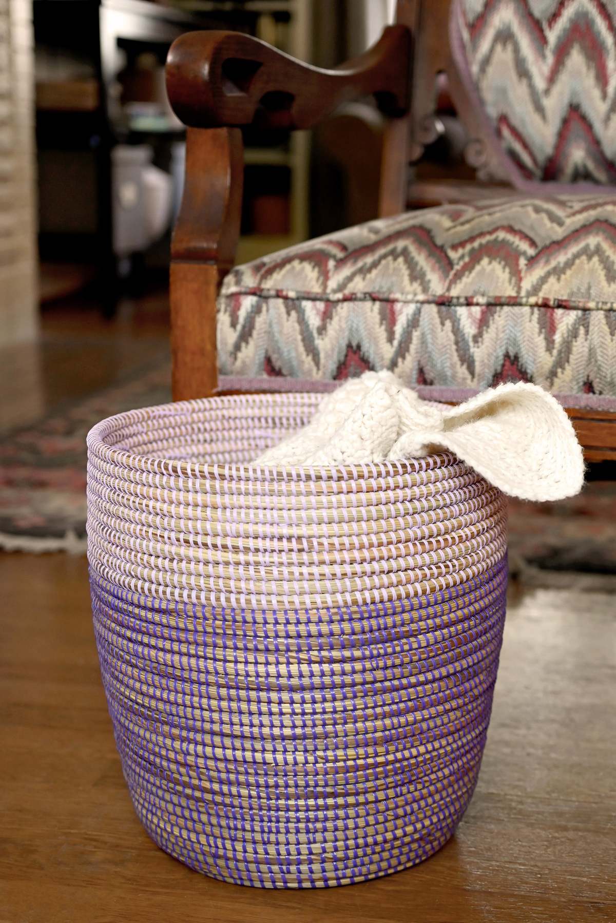 African Modern Lavender & Purple Bath Bin Basket - Image 3 of 3