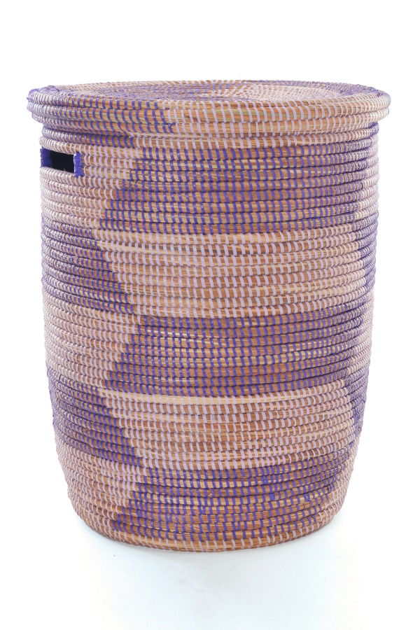 African Modern Herringbone Flat Lid Hamper Basket