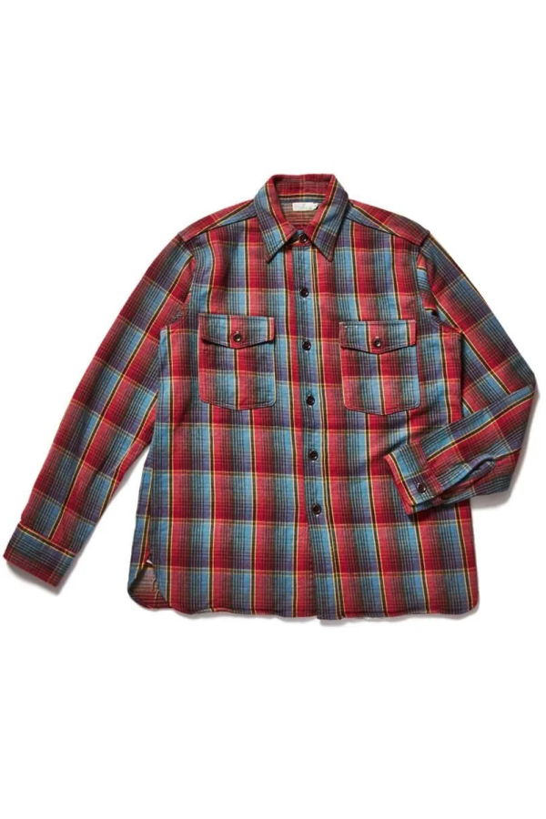 Warehouse & Co. Lot 3022 Flannel With Chinstrap One Wash Shirt - Red/Navy