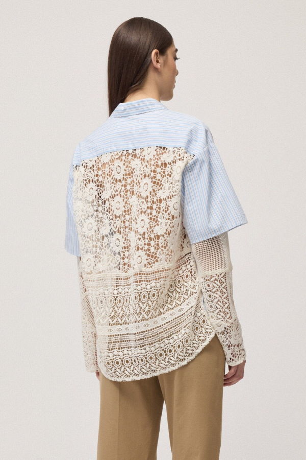 Ottod'Ame Striped Shirt with Macramé Shirt