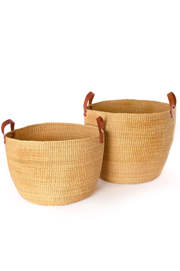 African Modern S/2 Large Nesting Storage Baskets
