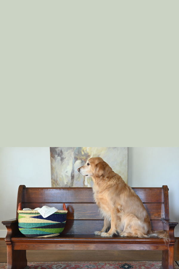 African Modern Shades of Blue Triangle Design Bolga Basket with Leather Handles